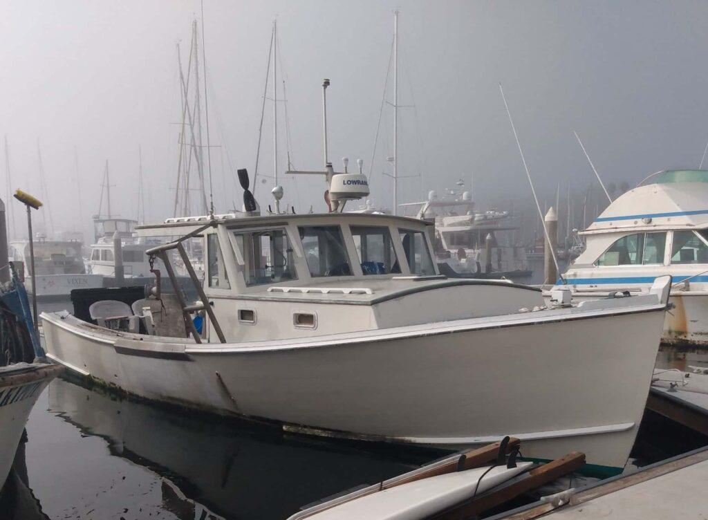 Wooden lobster boat engine room