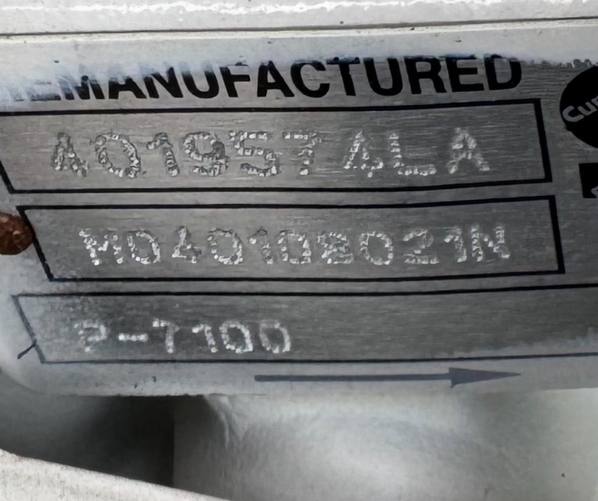 Cummins Refurbished engine ID placard