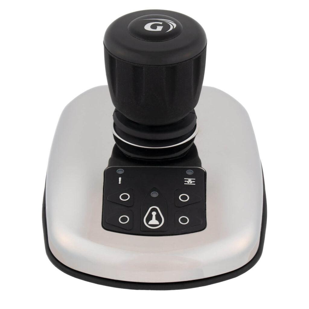 Glendinning ProPilot joystick control system with ergonomic design for tight-quarters maneuvering on diesel sportfishers and trawlers throughout Ventura and Santa Barbara