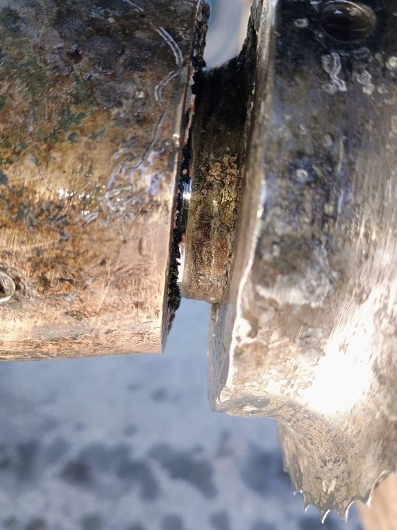 shaft of boat moving from worn transmission bearings