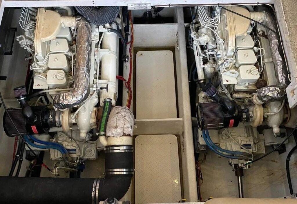 Twin Cummins 6BTA marine diesel engine restoration before and after comparison in Ventura serviced by 805 Marine Diesel Mechanic