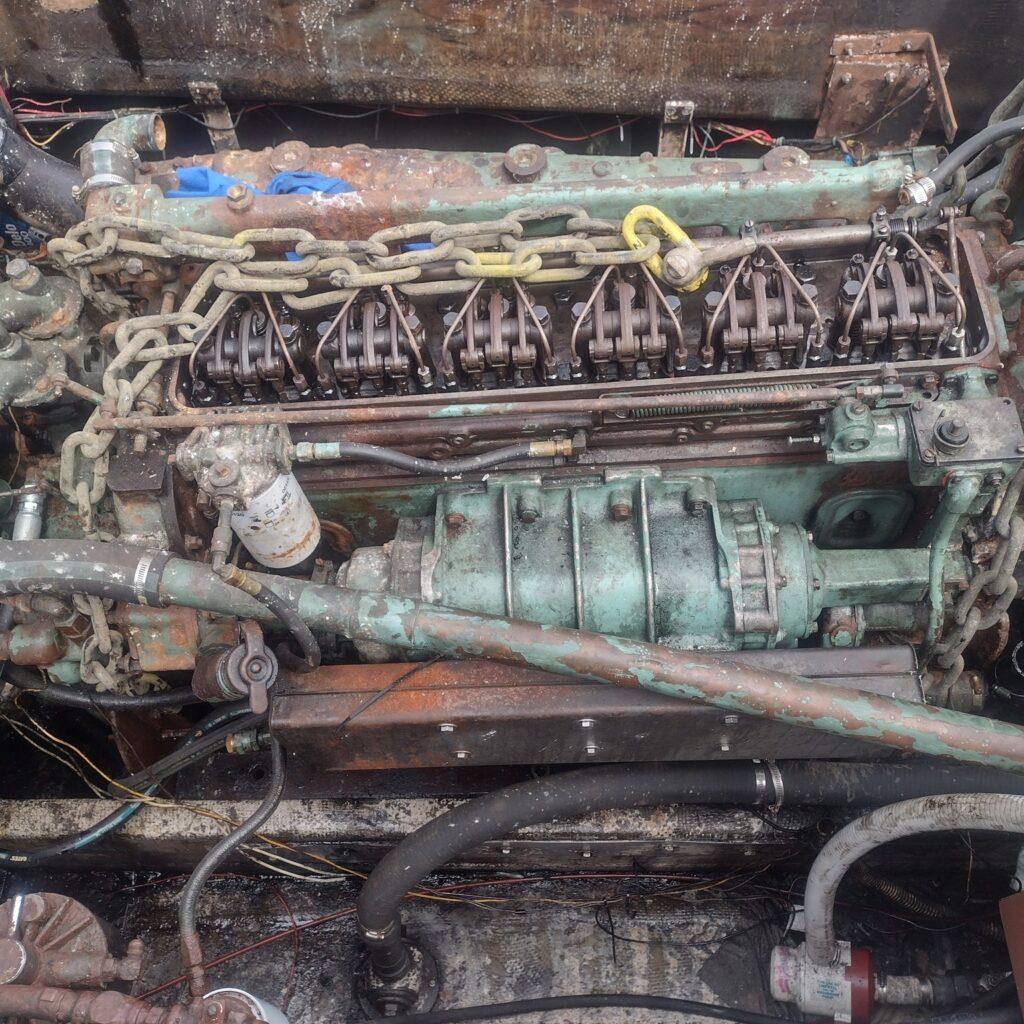 Detroit Diesel 671 marine engine before restoration removed from commercial lobster boat in Santa Barbara serviced by 805 Marine Diesel Mechanic