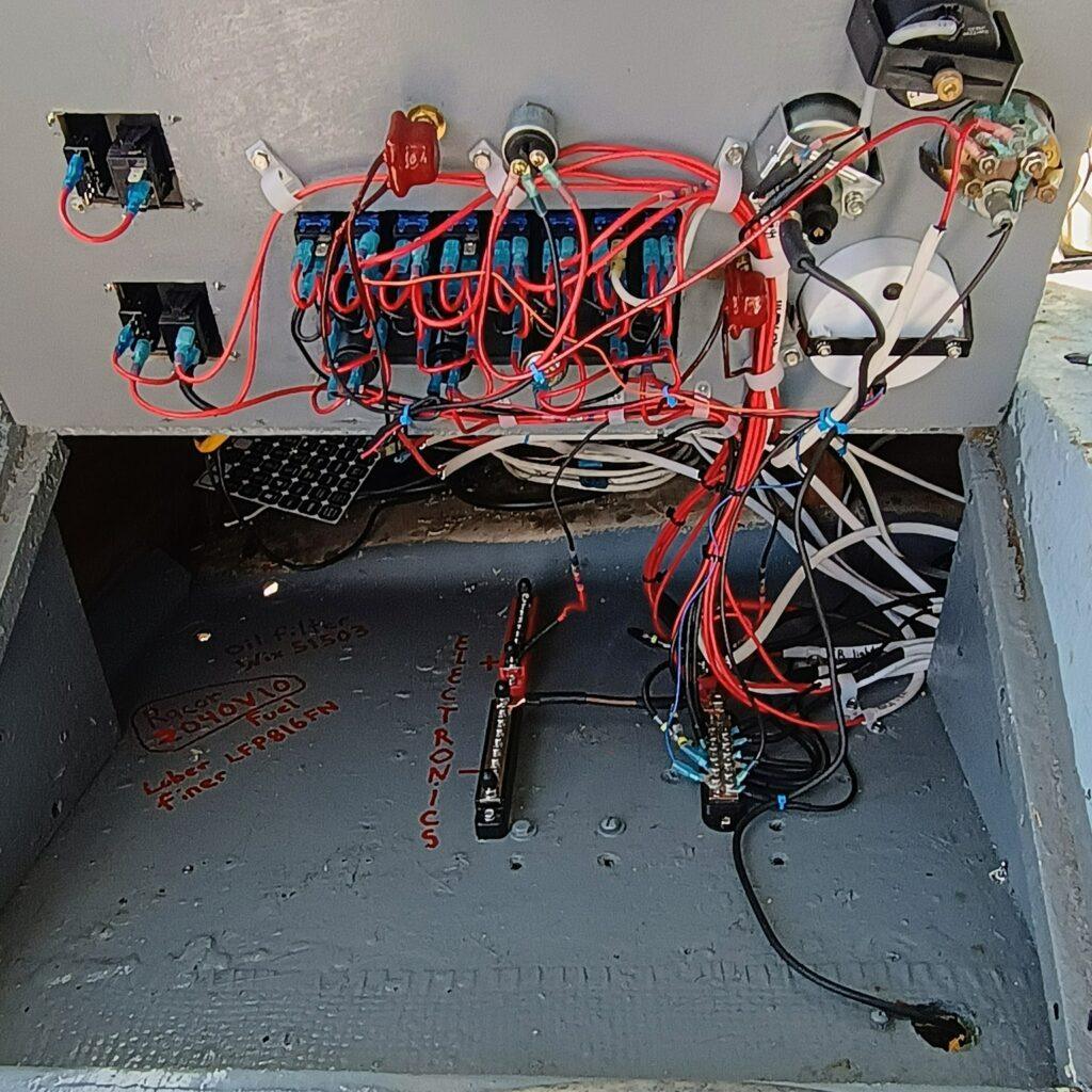 Clean and organized Detroit Diesel 671 marine engine wiring system after full restoration in Santa Barbara serviced by 805 Marine Diesel Mechanic