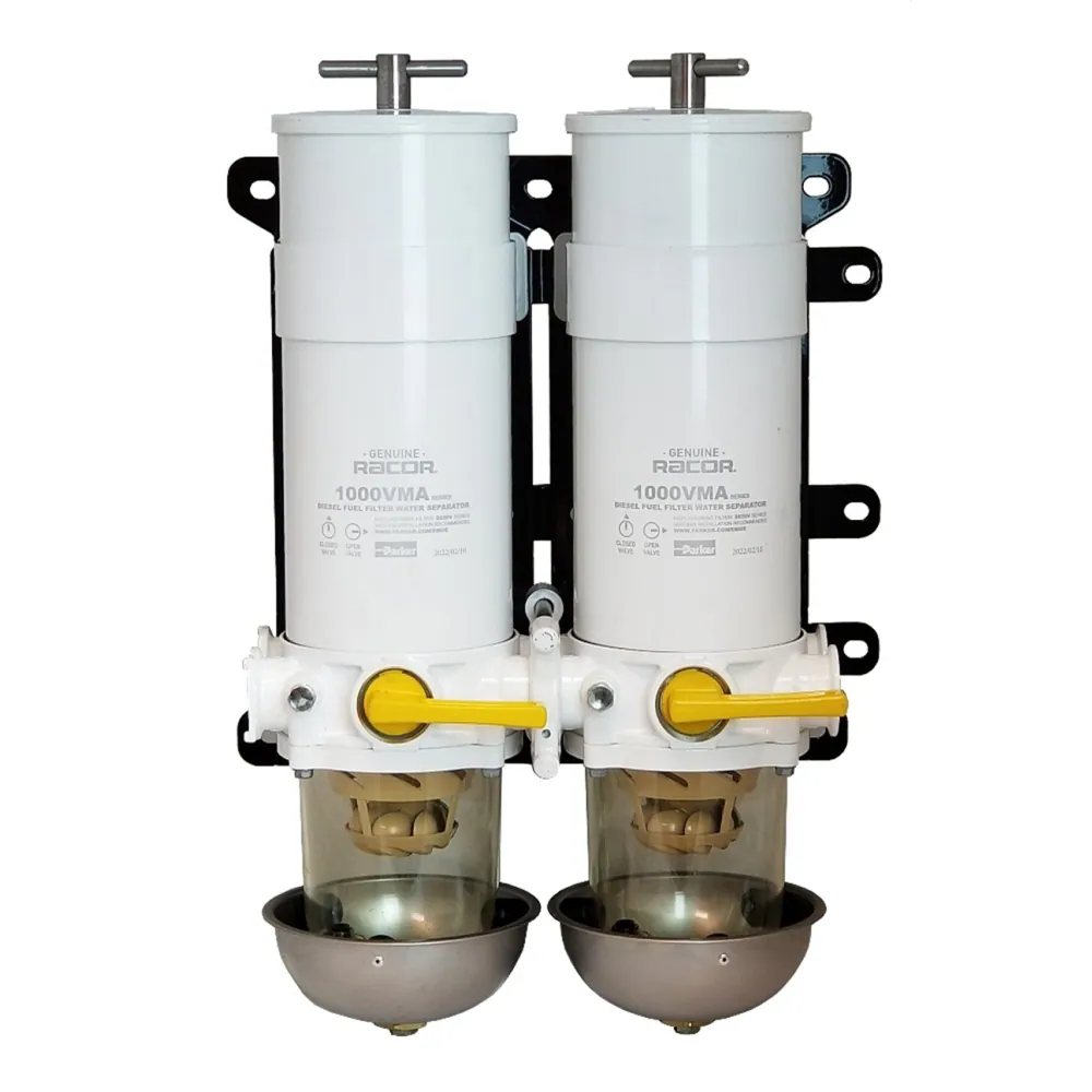 Dual Racor turbine fuel filter system enables switching filters under load for marine diesel fuel restriction troubleshooting and reliability