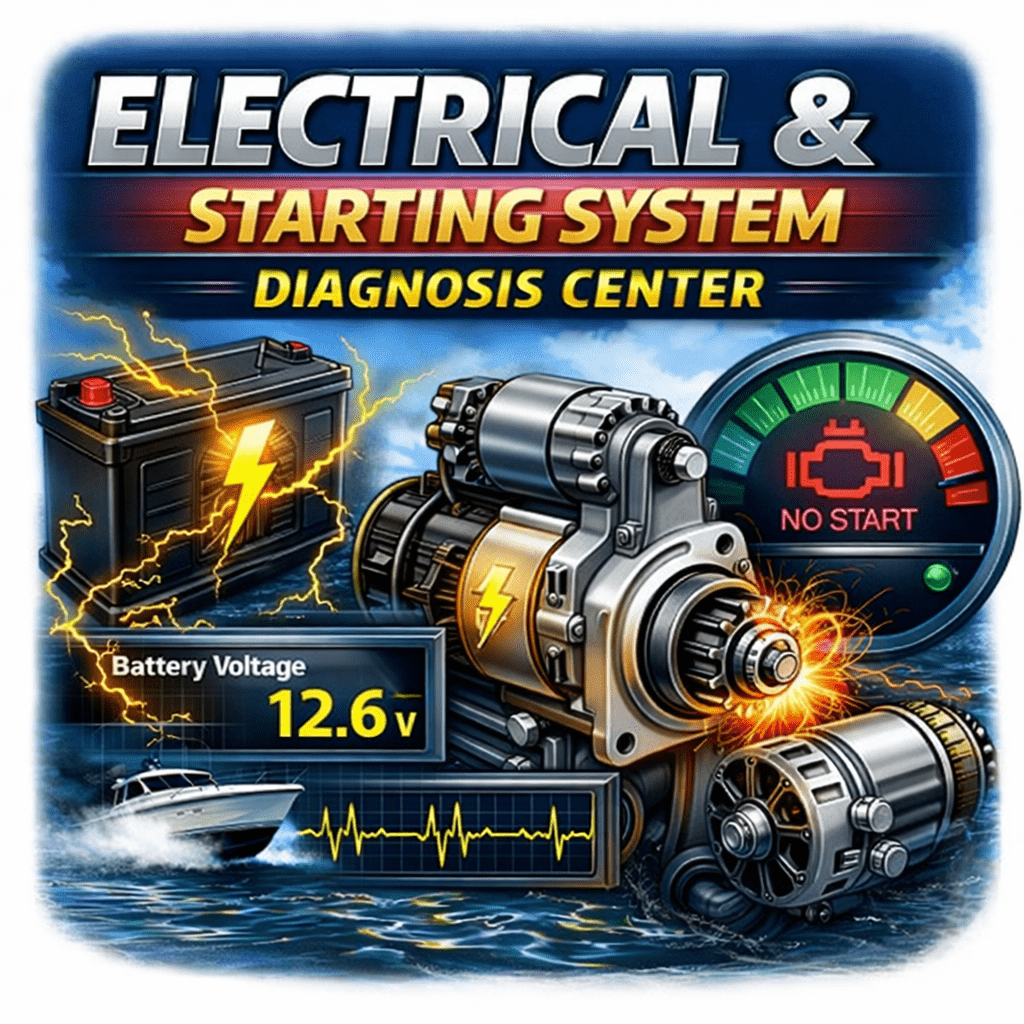 Marine diesel starting system diagnosis showing electrical troubleshooting by trained technician at 805 Marine Diesel Mechanic Ventura Channel Islands Harbor