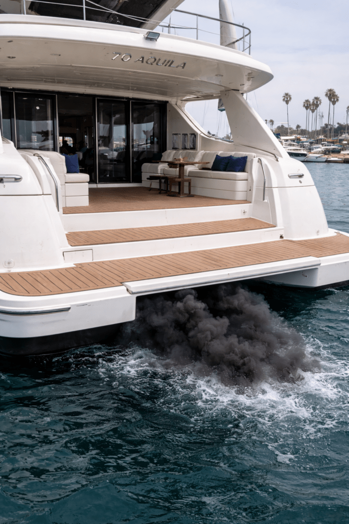 Excessive black smoke under throttle marine diesel indicating air restriction or low boost diagnosed by 805 Marine Diesel Mechanic Ventura Channel Islands Harbor