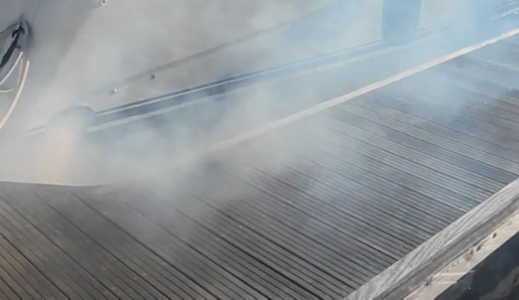 Marine diesel engine producing white smoke during startup diagnosed by trained technician at 805 Marine Diesel Mechanic Ventura Channel Islands Harbor Santa Barbara