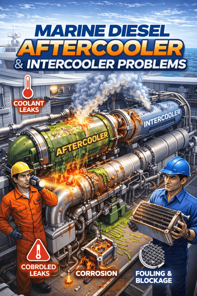 Marine diesel aftercooler and intercooler inspection performed by trained technician at 805 Marine Diesel Mechanic Ventura Channel Islands Harbor engine performance diagnosis