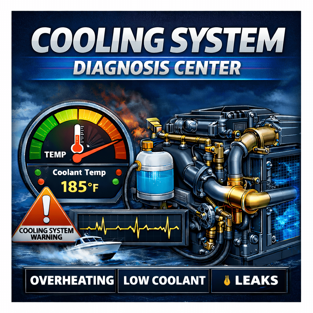 Marine diesel engine cooling system overheating diagnosis guide showing heat exchanger and raw water pump - serviced by 805 Marine Diesel Mechanic with 30 years experience in Ventura California