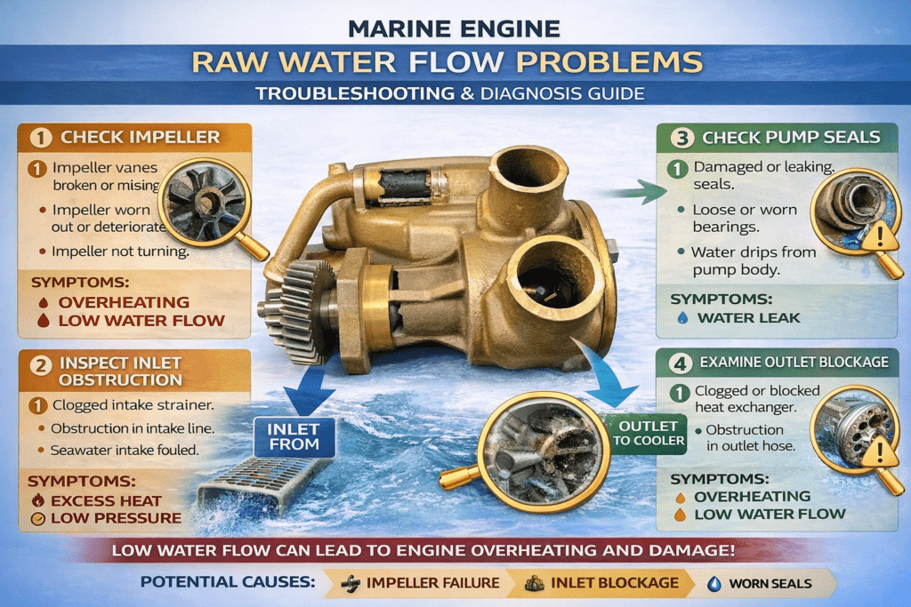 Marine Engine Raw Water Flow Problems — Troubleshooting & Diagnosis Guide
