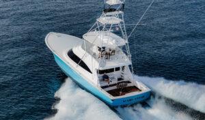 Sportfishing yacht running offshore near Channel Islands Harbor powered by marine diesel engines serviced by 805 Marine Diesel Mechanic