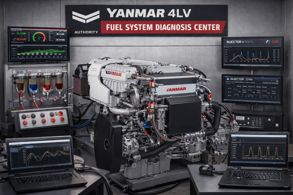 Yanmar 4LV marine diesel fuel system diagnostic testing with injector and fuel pressure analysis performed by 805 Marine Diesel Mechanic Ventura Channel Islands Harbor