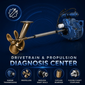 Marine diesel drivetrain and propulsion diagnostics including shaft alignment, transmission coupling, and vibration issues in Ventura California