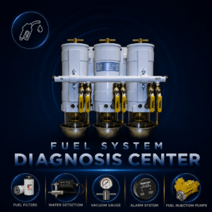 Marine diesel fuel system diagnostics including water contamination, clogged filters, fuel pressure issues, and air intrusion in Ventura California