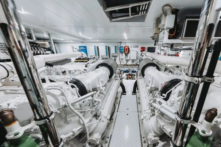MTU marine diesel engine inspection during yacht survey in Ventura Harbor Channel Islands Harbor and Marina del Rey