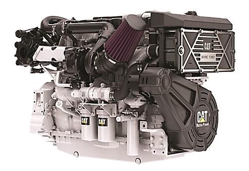 Caterpillar C18 marine diesel engine survey during yacht pre-purchase inspection and sea trial evaluation in Southern California