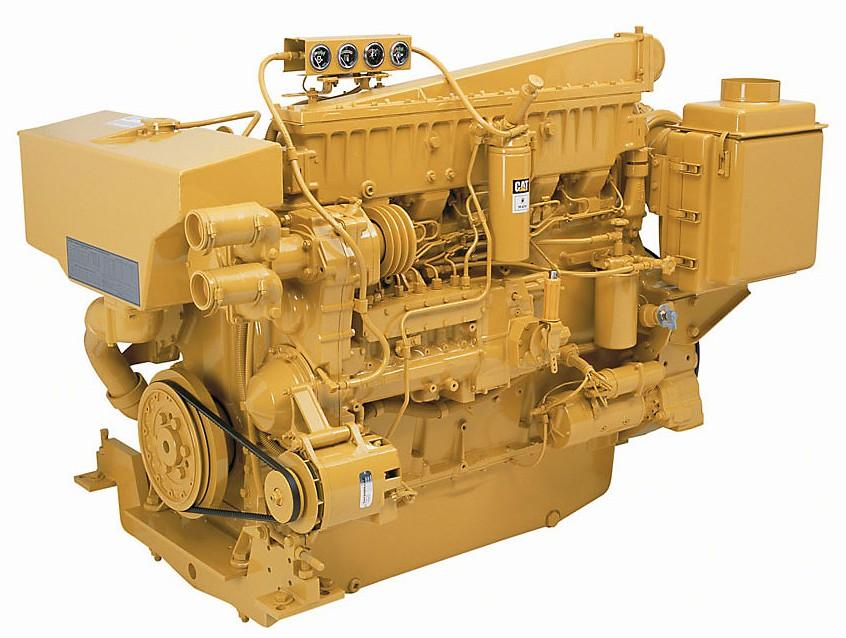 Caterpillar 3406C marine diesel engine survey during commercial vessel and yacht pre-purchase inspection in Ventura and Marina del Rey