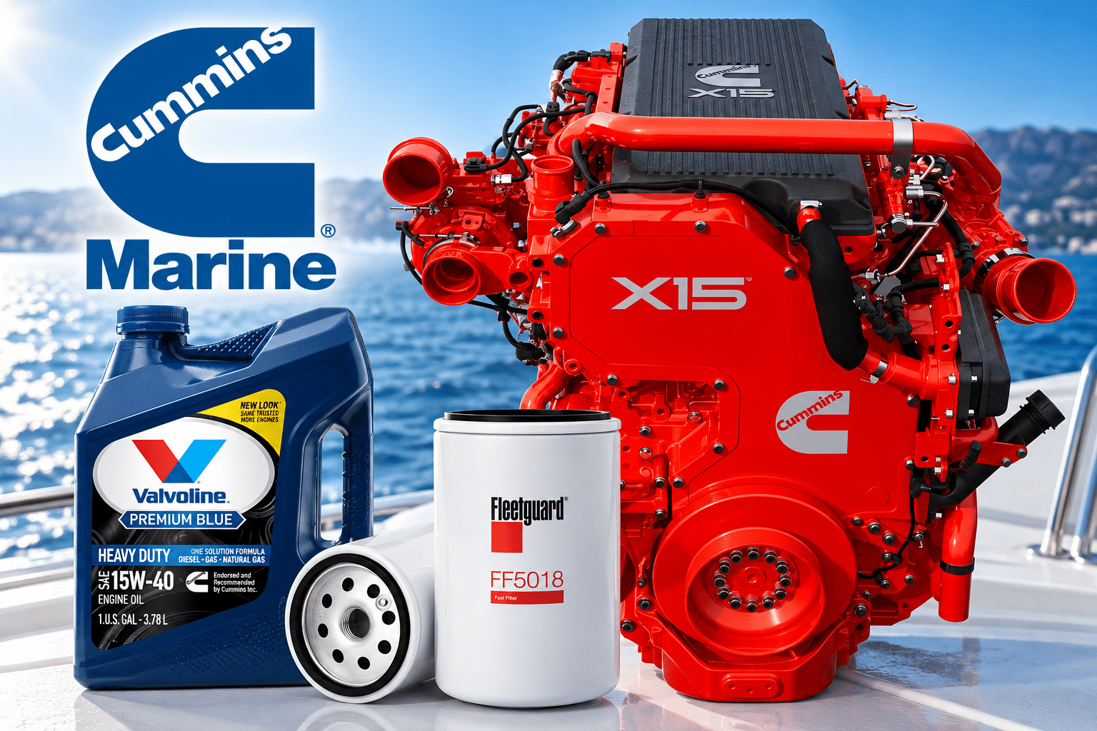 Cummins marine engine oil type and capacity chart with Cummins marine diesel engine, Premium Blue oil and Fleetguard filtration products