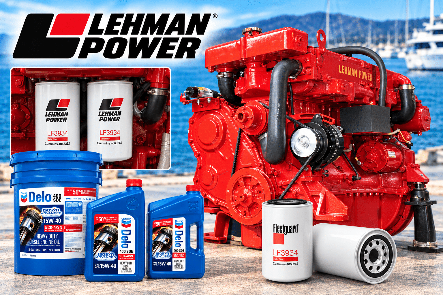 Ford Lehman marine diesel engine maintenance showcase and marine engine oil service