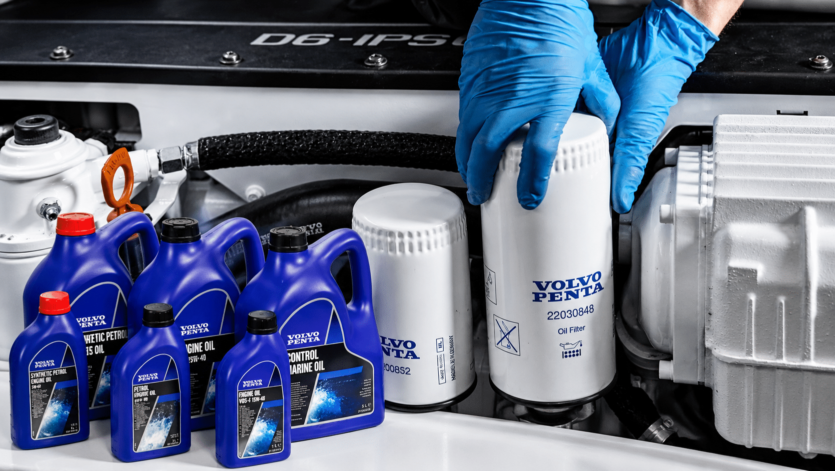 Volvo Penta marine diesel engine maintenance oil and filter service in Ventura and Santa Barbara